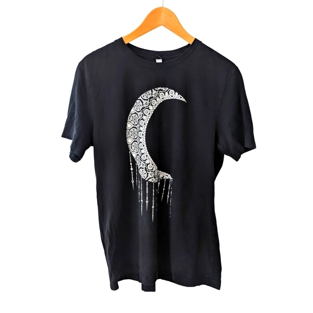 Bella Canvas Women's Black Graphic Moon T-Shirt Casual Cotton Size L